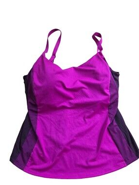 Athleta Coastline Bra Top Tankini Top In Magenta And Purple Colorblock